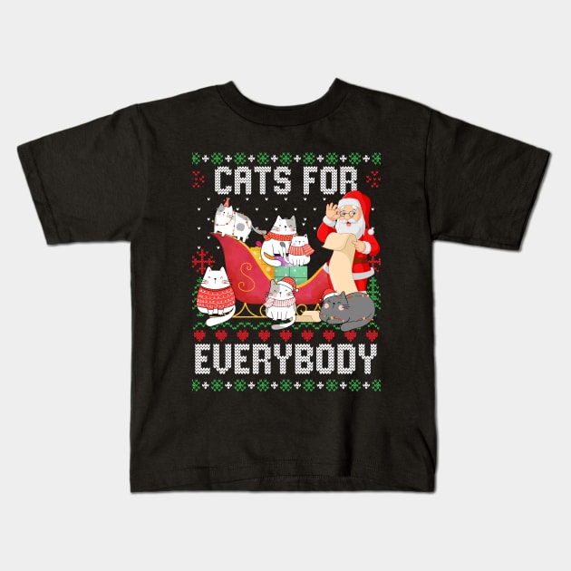 Cats For Everybody - Christmas Ugly Sweater - Cute Cat Lover Gift Kids T-Shirt by Eleganto4Tee